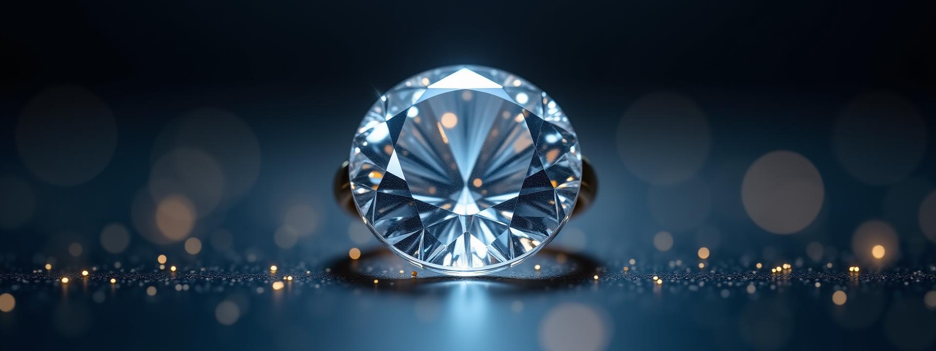 Makroaufnahme eines strahlenden Lab-Grown Diamanten, der futuristischen und präzisen Technologie symbolisiert
