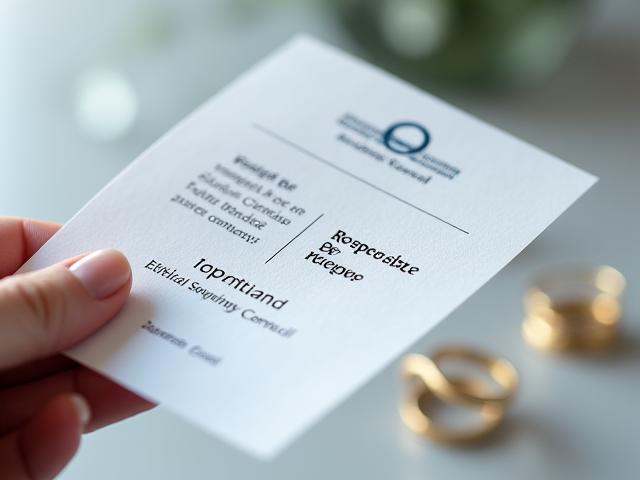 Eine Hand hält ein Dokument mit dem Responsible Jewellery Council (RJC) Logo, im Hintergrund unscharfe Schmuckstücke.