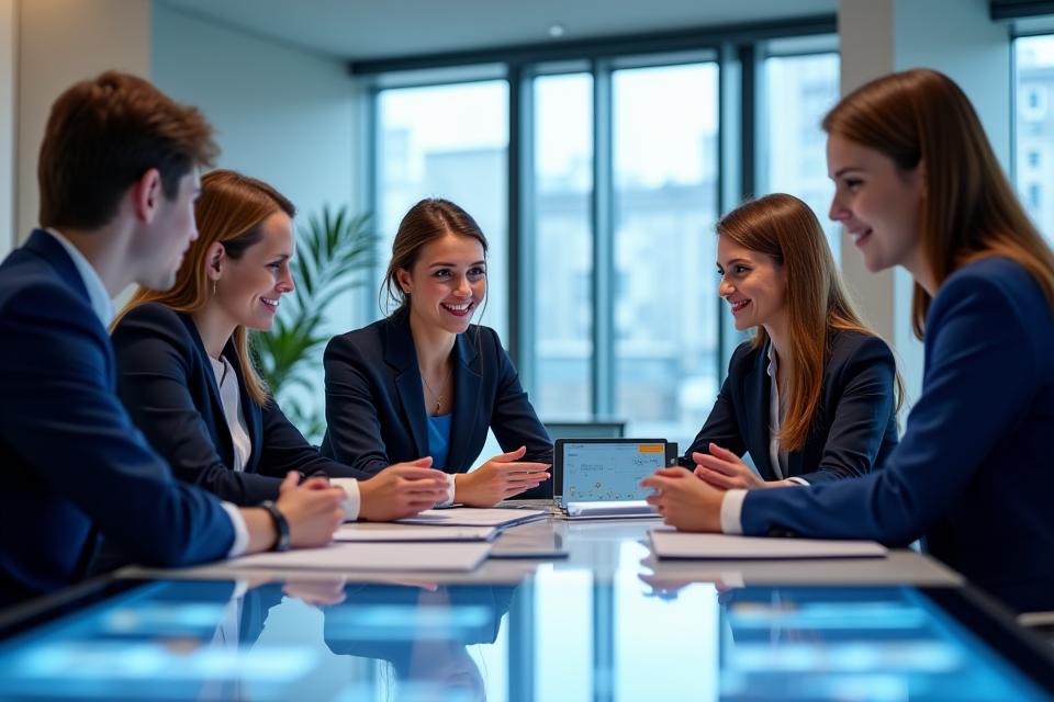Ein Team von DREAMCRAFT JEWELLERY LIMITED bespricht strategische Wachstumspläne für ein Schmuckunternehmen, umgeben von eleganten Designelementen.